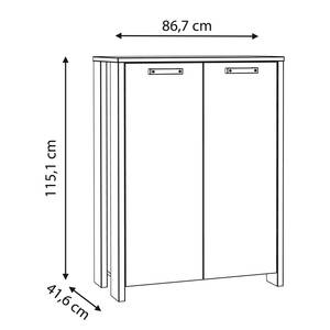 Commode Clifford Imitation bois recyclé / Gris foncé