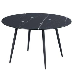 Salontafel Medo II glas/metaal - zwarte marmeren look/zwart