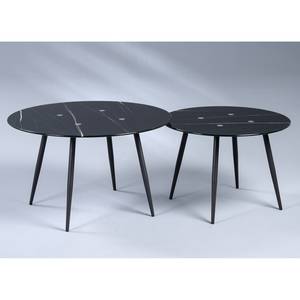 Table basse Medo II Verre / Métal - Imitation marbre noir / Noir