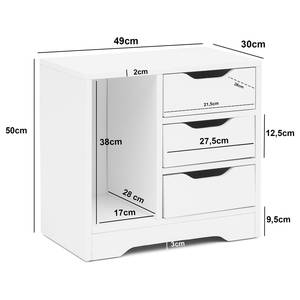 Nachtkastje Doris III Wit - Plaatmateriaal - 49 x 50 x 30 cm