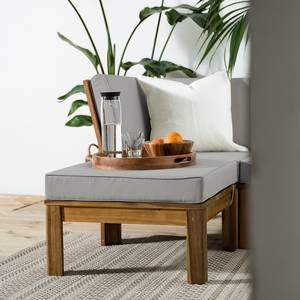 Tabouret lounge LEXI Tissu / Acacia massif - Taupe / Marron - Gris lumineux