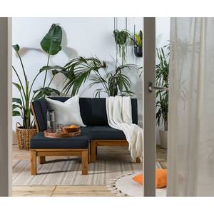 Loungehocker LEXI geweven stof/massief acaciahout - basaltkleurig/bruin - Basalt