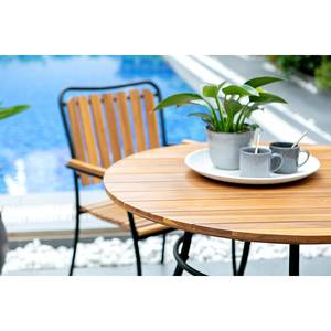 Table de jardin Beeley III Acier / Acacia massif - Marron / Noir