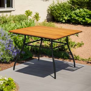 Tuintafel Beeley staal/massief acaciahout - bruin/zwart - Breedte: 100 cm