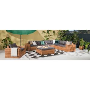 Loungeecke Chavara Polyrattan / Webstoff - Braun / Anthrazit