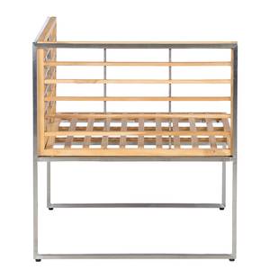 Eckmodul Cipressa Teak & Edelstahl Webstoff / Teak massiv - Grau / Braun