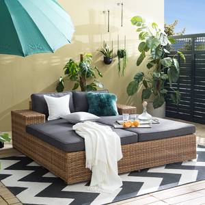 Daybed Chavara Polyrattan / Webstoff - Braun / Anthrazit