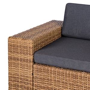 Loungesofa Chavara I Polyrattan / Webstoff - Braun / Anthrazit