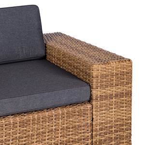 Loungesofa Chavara II Polyrattan / Webstoff - Braun / Anthrazit