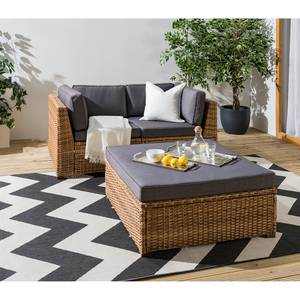 Loungehocker Chavara Polyrattan / Webstoff - Braun / Anthrazit