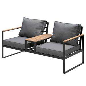 2-Sitzer Outdoorsofa Coari mit Ablage Stahl / Webstoff - Schwarz / Grau