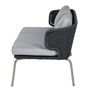 Canapé de jardin Desha Polyester / Acier inoxydable - Noir / Gris