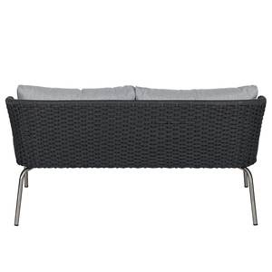 Designer Loungesofa Desha aus Geflecht Polyester / Edelstahl - Schwarz / Grau