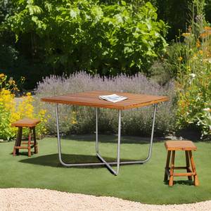 Tavolo da esterno in acacia Desha Acacia massello / Acciaio inox - Marrone / Argento