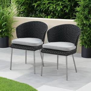 Set di 2 sedie da giardino Desha Poliestere / Acciaio inox - Nero / Grigio