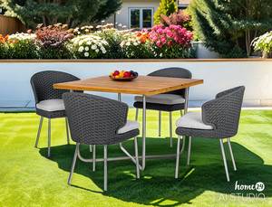 Set di 2 sedie da giardino Desha Poliestere / Acciaio inox - Nero / Grigio