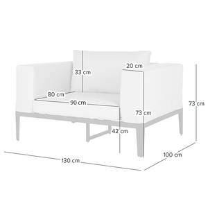 Loungefauteuil ELWAH geweven stof/aluminium - lichtgrijs/zwart