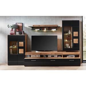 Ensemble meubles TV Belloc III (5 élém.) Avec éclairage intégré - Noir mat / Imitation chêne