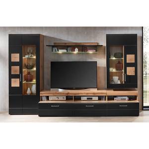 Ensemble meubles TV Belloc II (5 élém.) Avec éclairage intégré - Noir mat / Imitation chêne