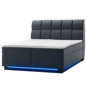 Lit boxspring Texas II Noir - Textile - 182 x 131 x 232 cm