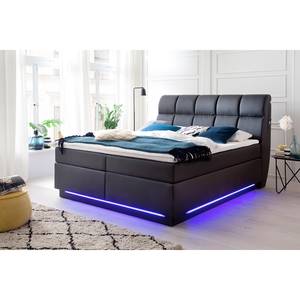 Lit boxspring Texas I Noir - Textile - 182 x 131 x 232 cm