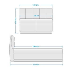 Boxspringbett Texas I Schwarz - Textil - 182 x 131 x 232 cm