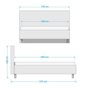 Gestoffeerd bed San Remo Duifgrijs - 160 x 200cm - Zwart