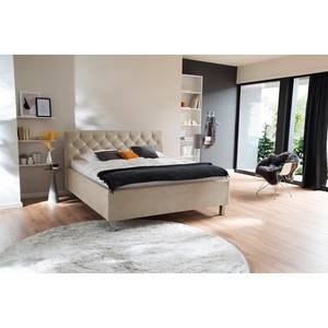 Gestoffeerd bed San Remo Beige - 180 x 200cm - Chroomkleurig glanzend