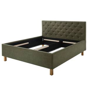 Gestoffeerd bed San Remo Groen - 180 x 200cm - Lichte eikenhouten