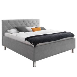 Gestoffeerd bed San Remo Heldergrijs - 180 x 200cm - Chroomkleurig glanzend