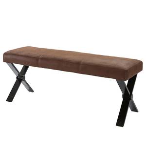 Banc Tiller II Microfibre / Acier thermopoudré - Marron vintage - Largeur : 141 cm