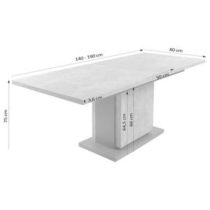 Table Brussel (extensible) - Imitation béton - Largeur : 140 cm