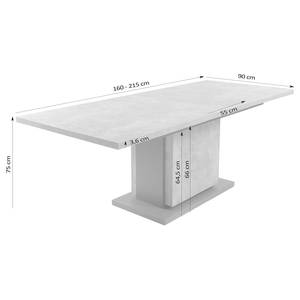 Table Brussel (extensible) - Imitation béton - Largeur : 160 cm