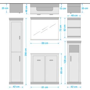 Salle de bain Lewk XI (5 éléments) Imitation pin blanc / Imitation pin