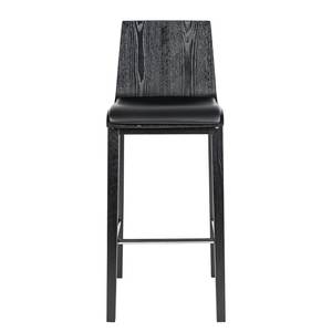 Chaises de bar Tunley (lot de 2) Imitation cuir / Frêne massif - Noir