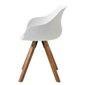 Chaises à accoudoirs Skelde I Matière plastique / Hévéa massif - Blanc - Lot de 4