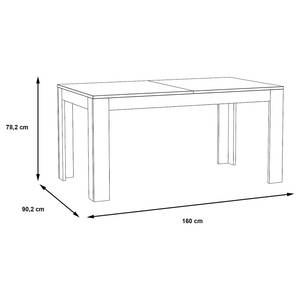 Eettafel Vara (met uitschuiffunctie) modderkleurige eikenhouten look - Hoogglans zwart