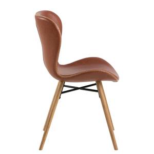 Gestoffeerde stoel LIVARAS Kunstleer Reena: Cognackleurig - 4-delige set