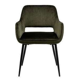 Chaises à accoudoirs Rivanna Velours/ Métal - Vert olive / Noir - Vert olive - Lot de 4