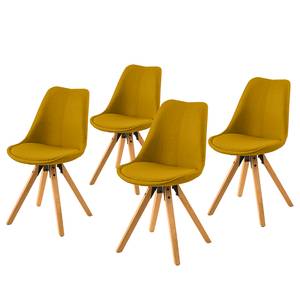 Sedia imbottita ALEDAS Tessuto Cors: giallo curry - Marrone - Set da 4