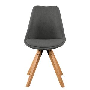 Gestoffeerde stoel ALEDAS 2-delige set - geweven stof/massief rubberboomhout - Geweven stof Cors: Donkergrijs - Bruin - Set van 4