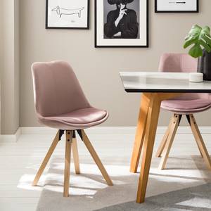 Chaises capitonnées Aledas IV Rose vieilli - Beige - Lot de 4