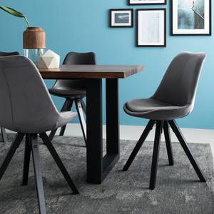 Chaises capitonnées Aledas IV Gris foncé - Noir - Lot de 4