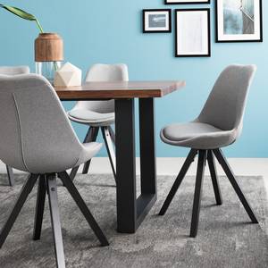 Gestoffeerde stoel ALEDAS 2-delige set - geweven stof/massief rubberboomhout - Geweven stof Cors: Granietkleurig - Zwart - Set van 4