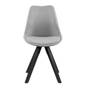 Gestoffeerde stoel ALEDAS 2-delige set - geweven stof/massief rubberboomhout - Geweven stof Cors: Granietkleurig - Zwart - Set van 4