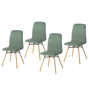Gestoffeerde stoel Daleras 2-delige set- - geweven stof/massief beukenhout - Geweven stof Cors: Mintgrijs - 4-delige set