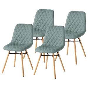 Gestoffeerde stoel Farelas 2-delige set- - geweven stof/massief beukenhout - Geweven stof Cors: Mintgrijs - 4-delige set