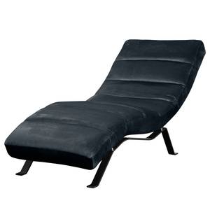 Ligfauteuil Kasson fluweel - Velours Onoli: Donkerblauw - Zwart