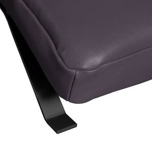 Ligfauteuil Kasson echt leer - Leer Domna: Aubergine - Zwart