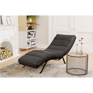 Chaise relax Kasson cuir véritable - Cuir Nadra: Noir - Noir